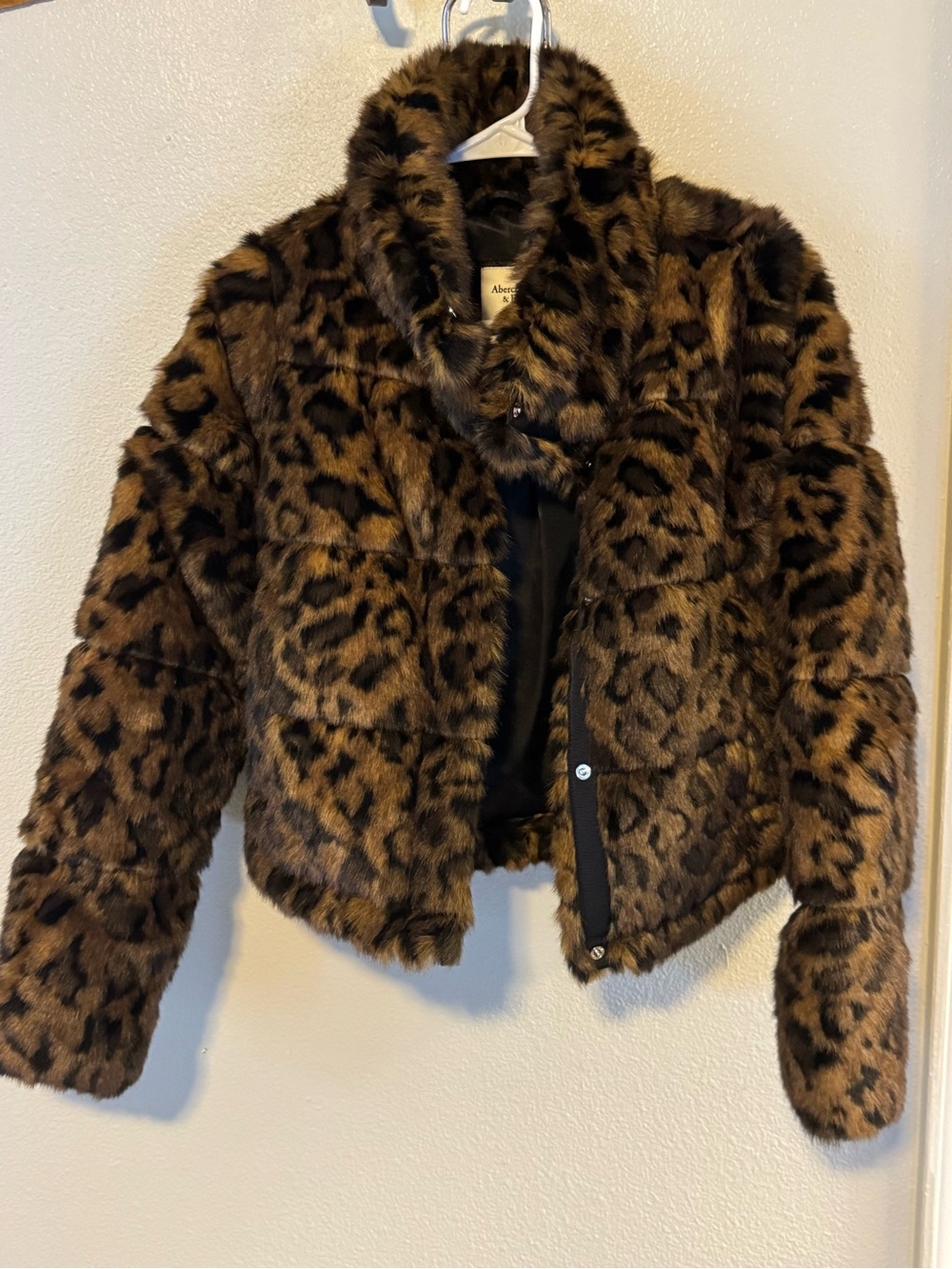 Abercrombie & Fitch Kids Faux Fur Leopard Print Jacket - Brown/Black